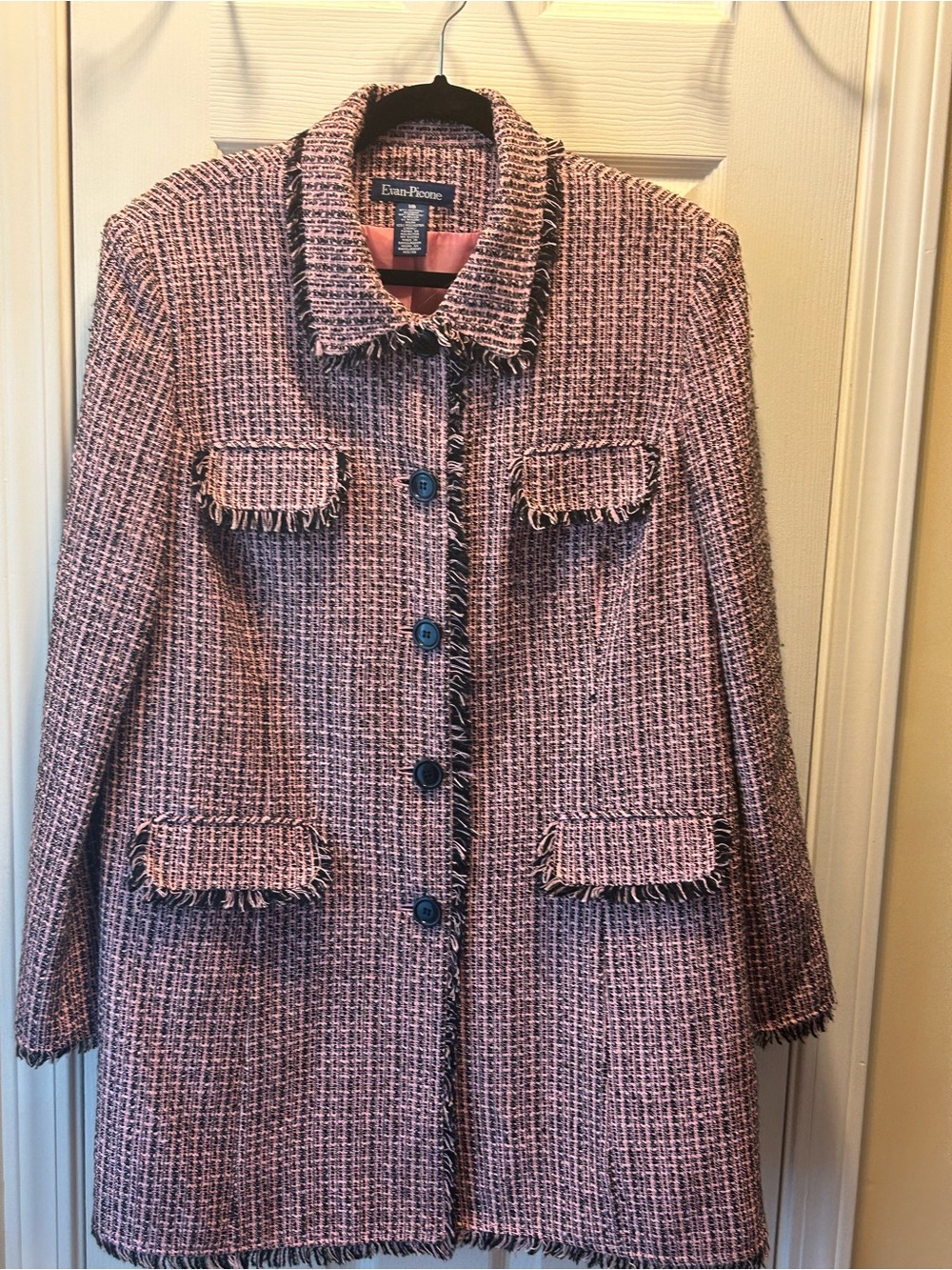 Evan Picone Women’s Sz 18 Lined Blazer -Pink and Black Pattern